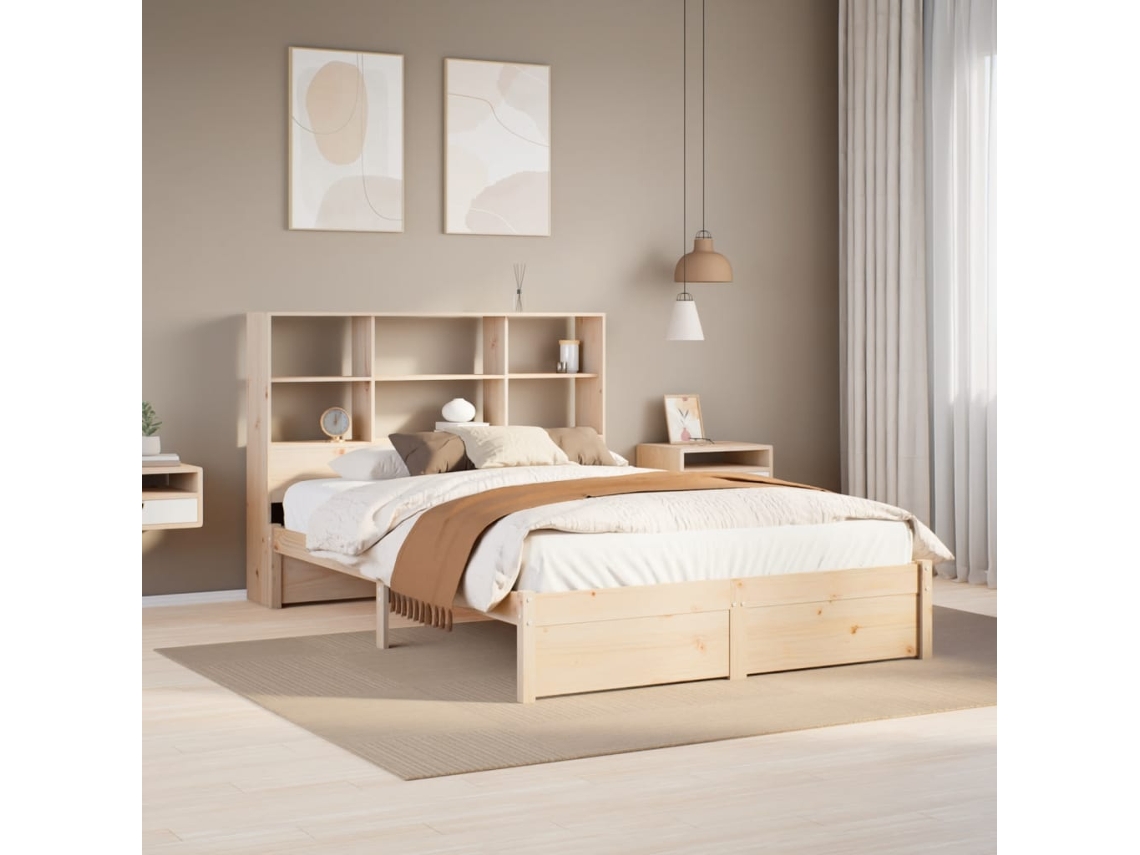 Cama Com Estante Sem Colchão 120x200 Cm Pinho Maciço