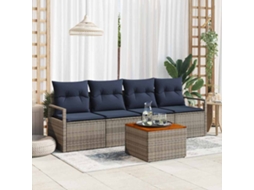 Vidaxl Conjunto De Sofá De Jardim 5 Unid. Cinzeto Vime Pe