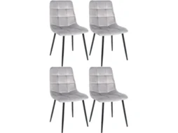 Conjunto De 4 Cadeiras De Jantar Tilde Cinza/veludo Clp