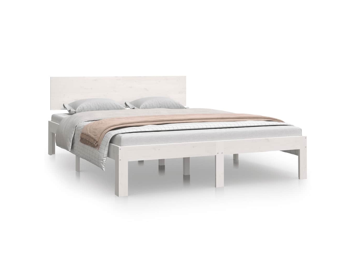 Estrutura de Cama King 150x200 cm Madeira Maciça Branco MAISON EXCLUSIVE