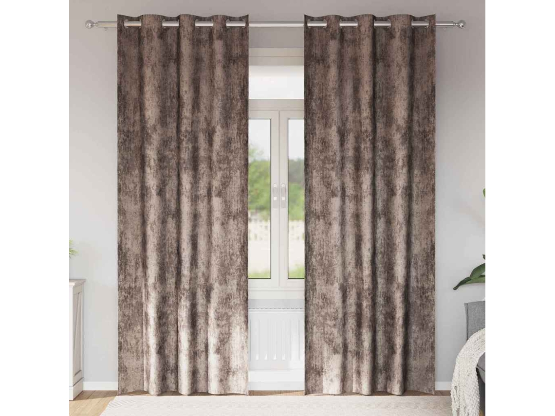 Vidaxl Cortinas De Veludo 2 Unid. Cappuccino 225 X 140 Cm Veludo