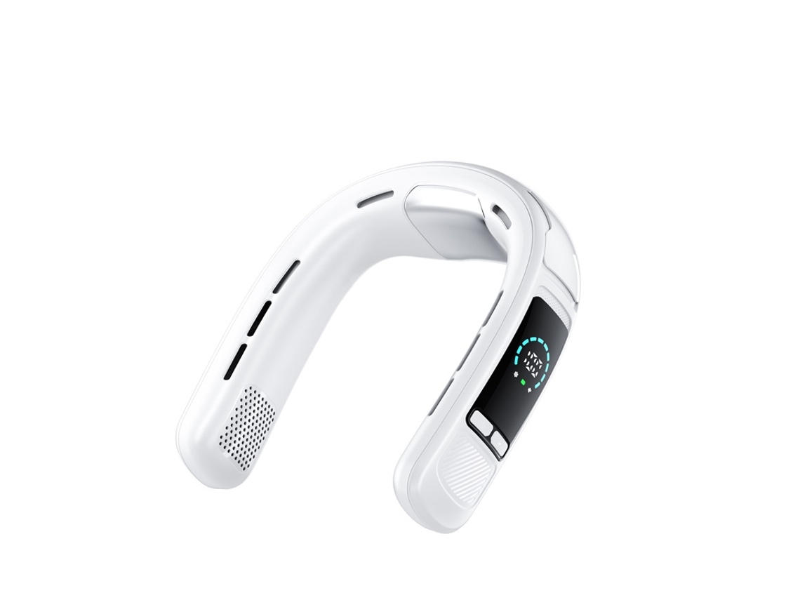Ventilador Pescoço 6000mah Usb Vel Ajustável Visor Digital Branco