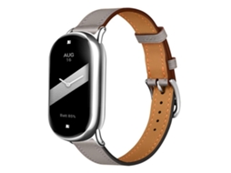 Bracelete para Xiaomi Smart Band 10/9/8 Couro com Fivela Prateada Cinza XIAOMOYU