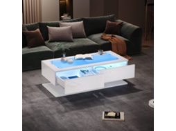 Mesa de Centro MOBRIO com Led e Vidro Branco 100x50x35 cm