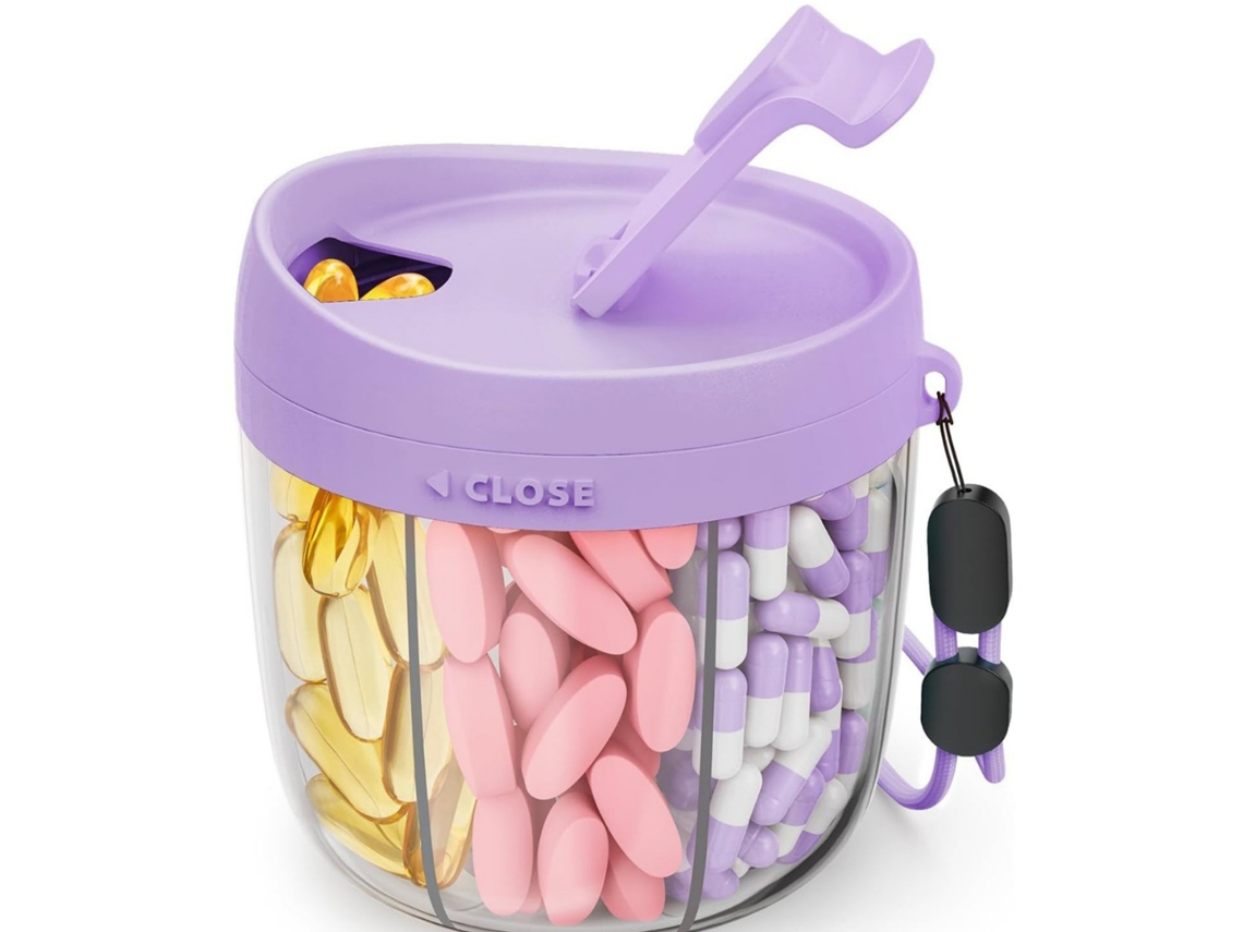 Organizador de Comprimidos CHRUI 7 Compartimentos Anti mistura Sem Bpa (roxo)