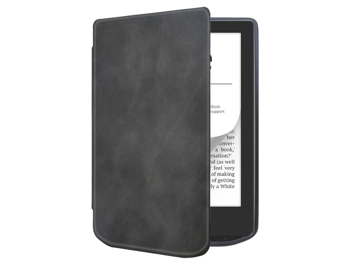 Capa Panoona Para Pocketbook Verse 629, Leve, Fina E Resistente A Impactos, Em Pele Premium Preto