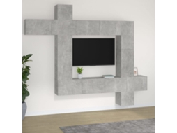 Vidaxl Conjunto Móveis De Tv 9 Pcs Madeira Processada Cinzento Cimento