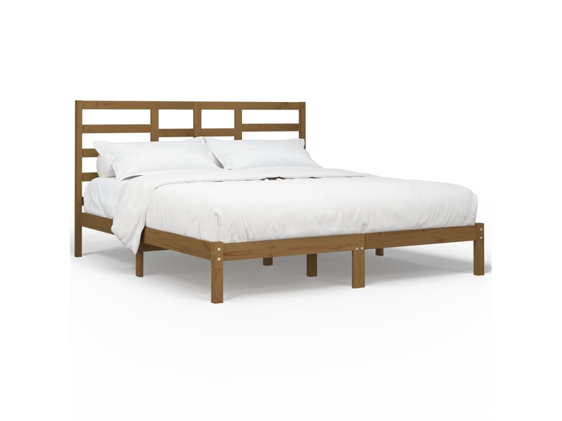 Bed Frame, Bed Frames Vidaxl Marrom Madeira (200 X 200 Cm)
