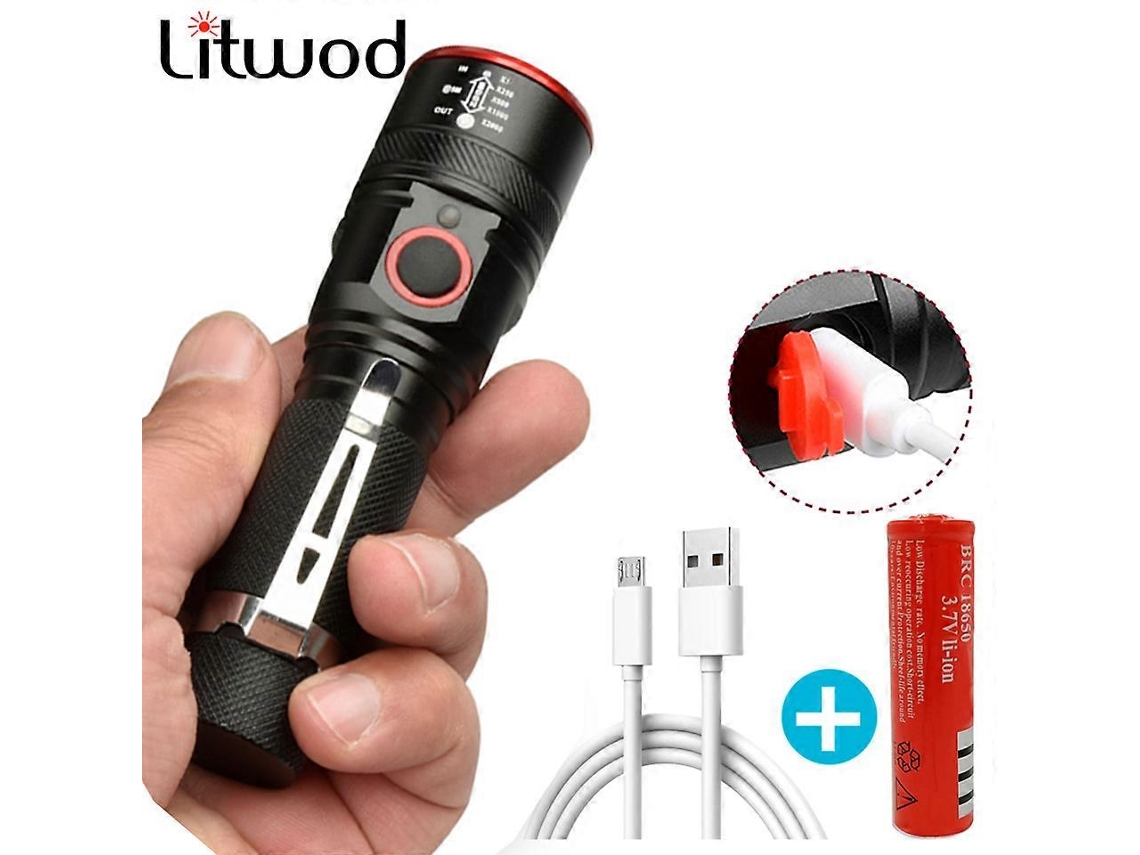 Lanterna Led Xm L T6 De Alumínio De Alta Qualidade, Recarregável Por Usb, Bateria 18650, Com Zoom, À Prova Dágua, Para Acampamento. Loja Olysi