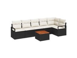 Conjunto 7 Móveis De Jardim Modulares Vidaxl Preto Vime Pe (55 X 55 X 37 Cm)