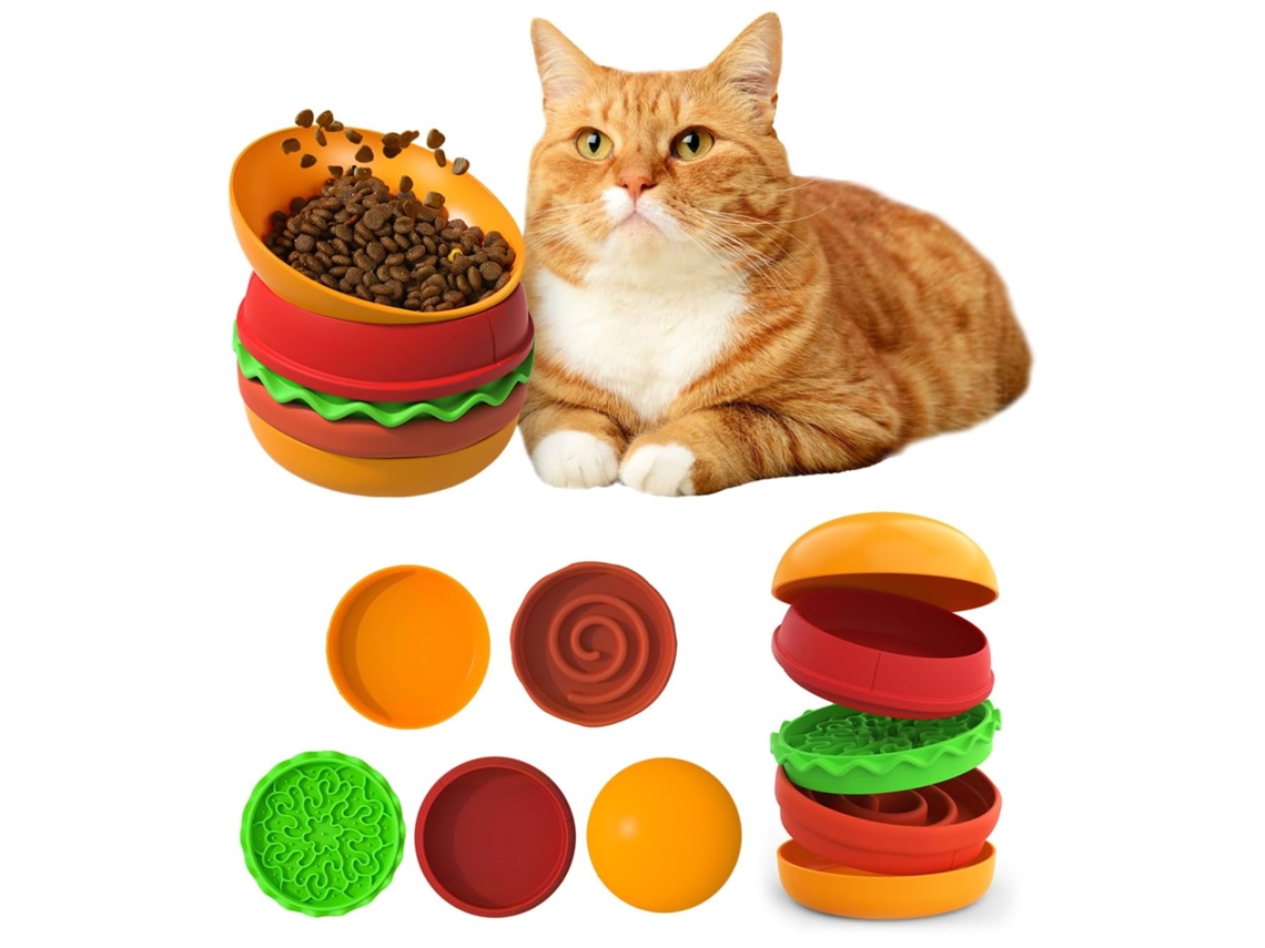 Conjunto de Comedouro Multifuncional 5 em 1 para Animais de Estimação, Separador de Ração Seca, Úmida, Antiderrapante, para Cães e Gatos AQUAFORGE
