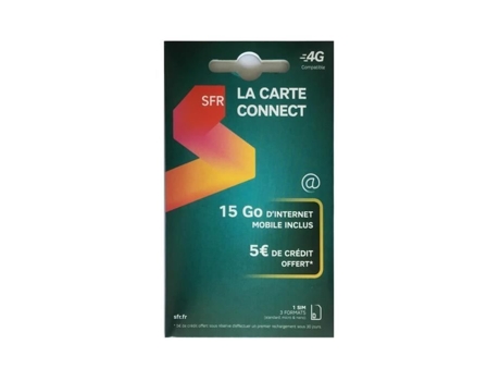 Cartão Sim SFR com Crédito de 5 € 15 Gb de Internet Incluído