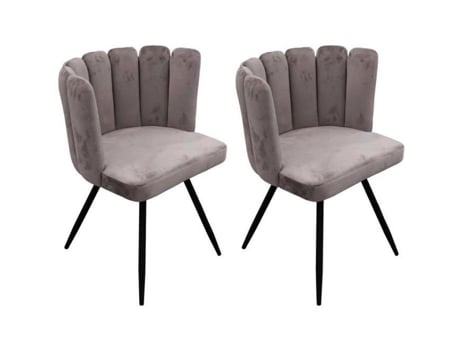 Conjunto de 2 Cadeiras de Veludo Ariel 79Cm Cinza Preço Paris PARIS PRIX