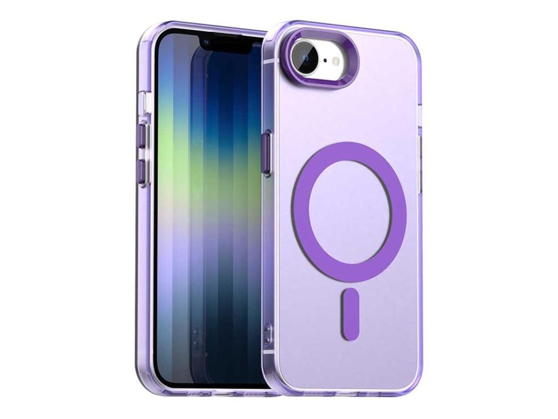 Capa Híbrida Para Iphone 17e / 16e - Pc E Tpu Com Magsafe | Candy Design - Roxa