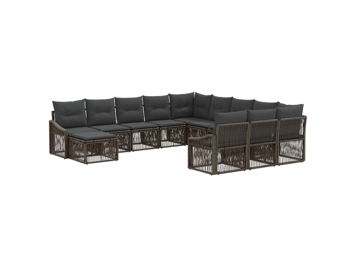 Vidaxl Conjunto De Sofá De Jardim 12 Pcs Cinzento Vime Pe