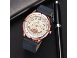 Reloj De Cuarzo Para Hombres Con Correa De Pu Estilo Casual Y Elegante De Negocios Azul