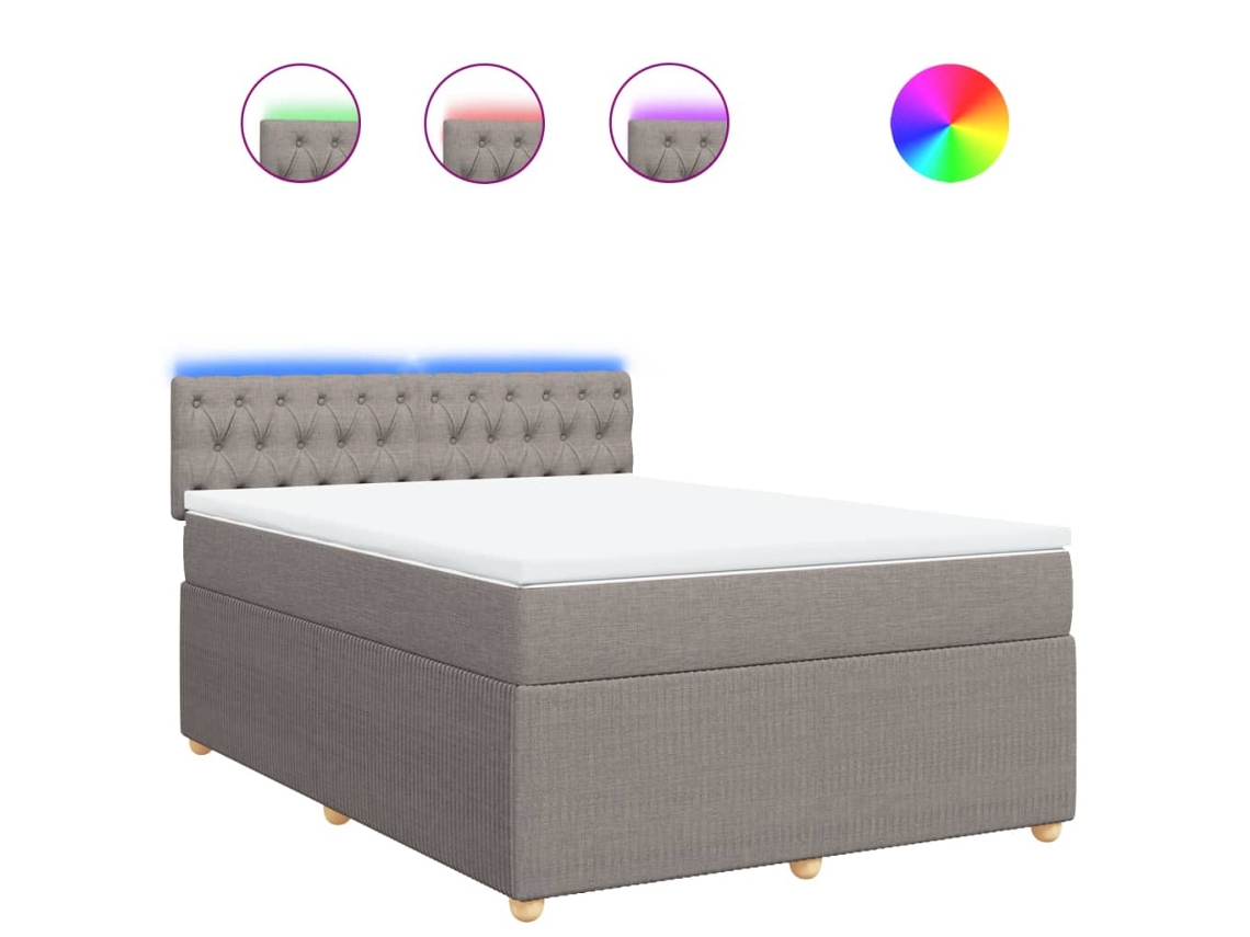 Box Spring Bed, Box Spring Beds Vidaxl Cinzento-acastanhado Tecido (140 X 200 Cm)