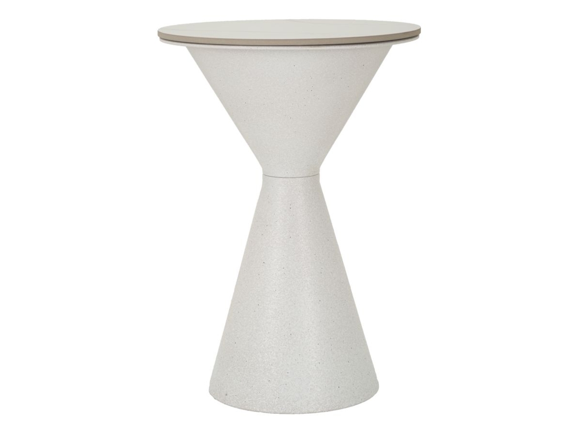 Mesa De Centro Dupla Branca - Mesa Moderna Com Base De Ferro E Tampo De Cerâmica Imitando Mármore, Ø 44,5 X 63 Cm - 940