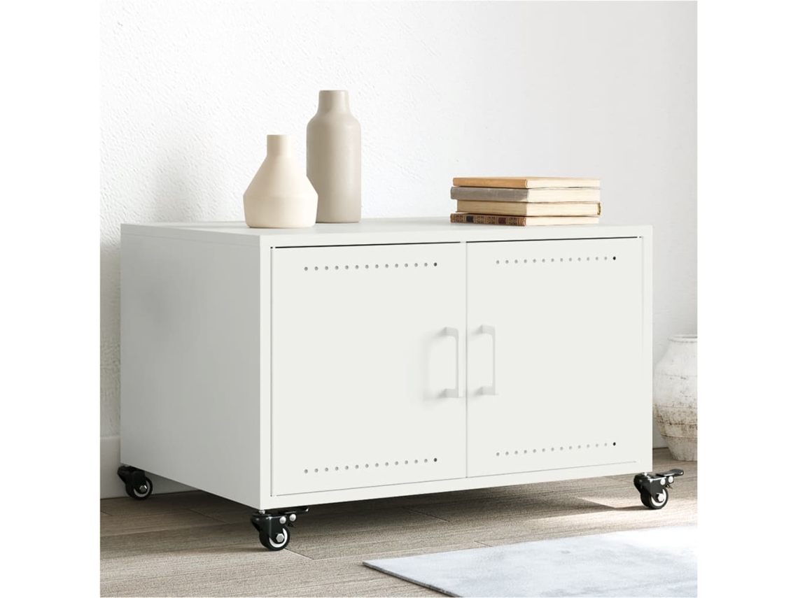 Vidaxl Mesa De Centro 68x50x43,5 Cm Aço Branco
