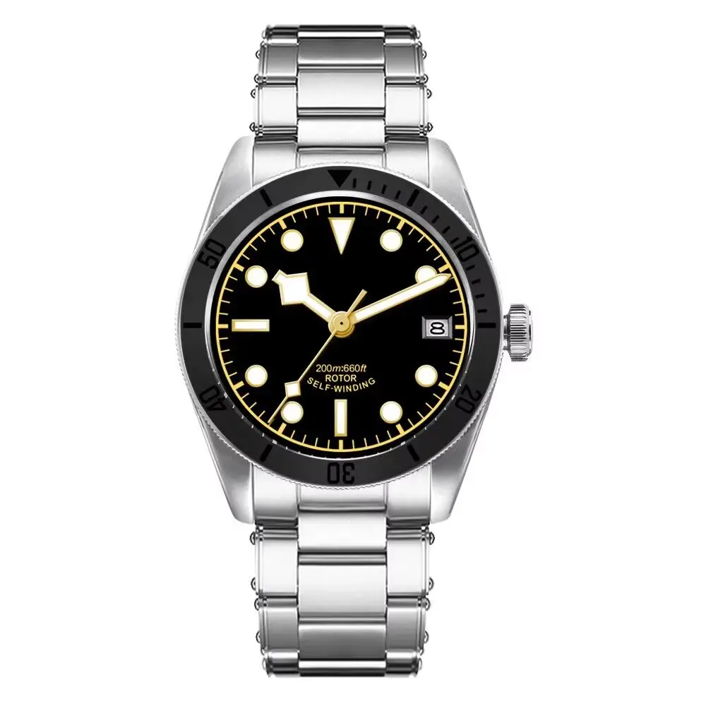 Relógio Masculino Automático Mecânico De 39 Mm (preto), Resistente À Água Até 200 M, Cristal De Safira Com Luminescência.