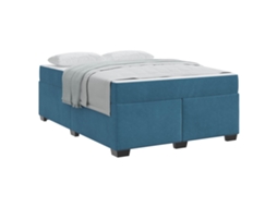 Estrutura da Cama com Colchão Azul Escuro Tecido MAISON EXCLUSIVE 140x200 cm