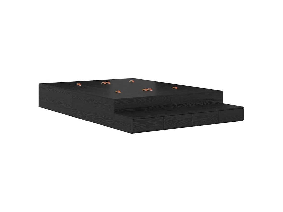 Estrado de Cama com Arrumação e Gaveta Carvalho Preto 140 cm MAISON EXCLUSIVE
