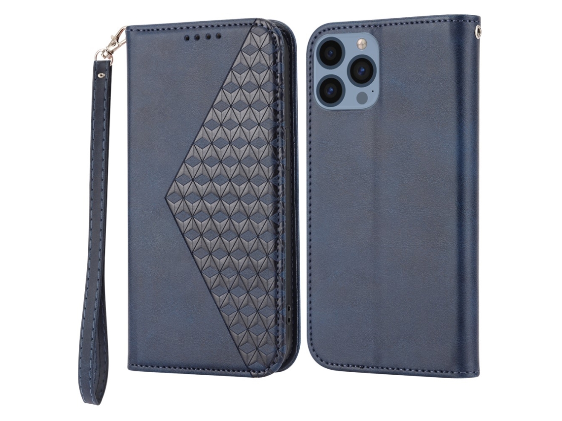 Capa Para Iphone 15 Pro Max Pele Sintética Azul