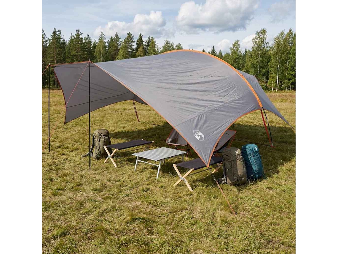 Vidaxl Tarp De Camping Resistente À Água Cinza E Laranja
