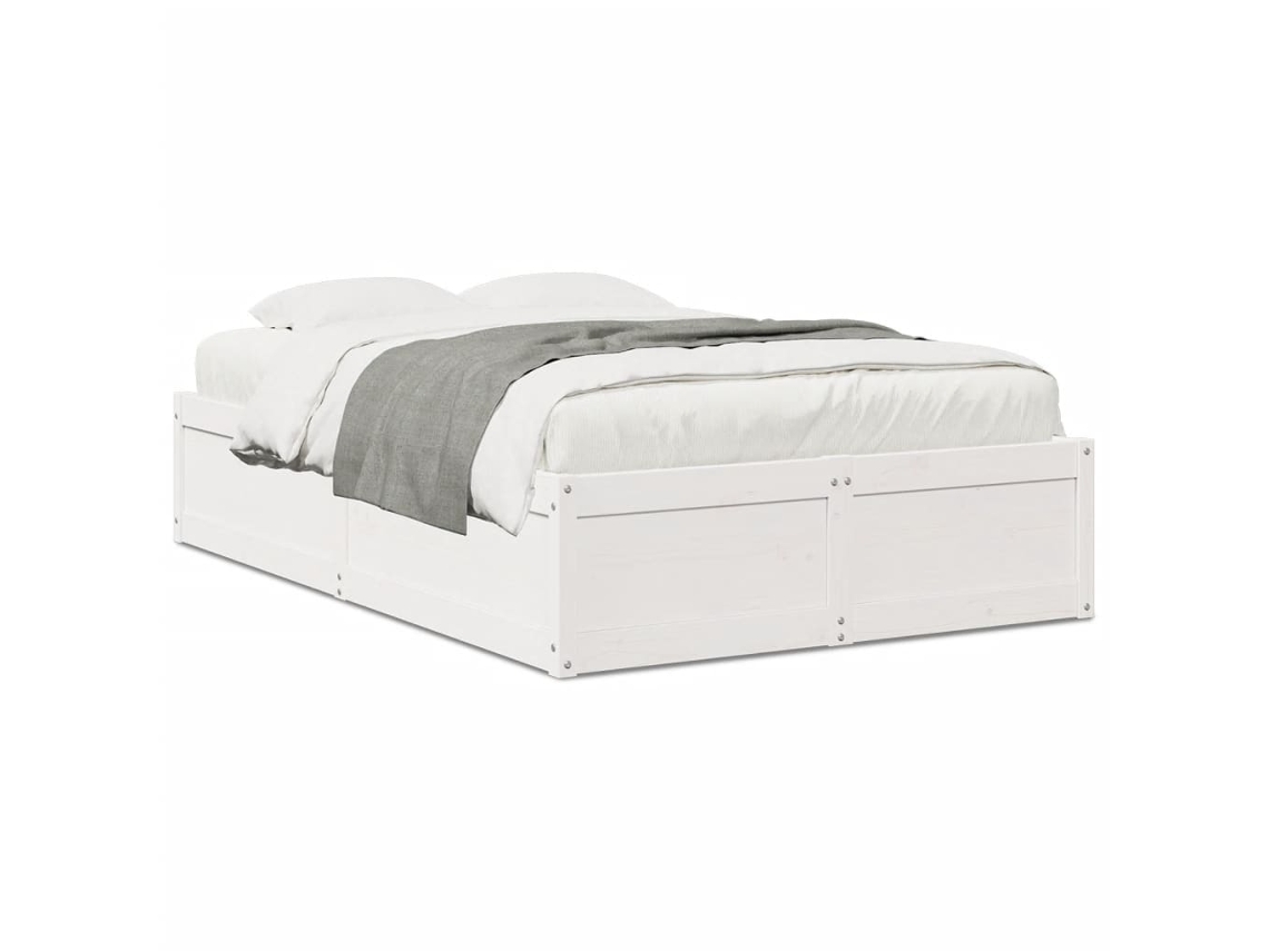 Bed Frame, Bed Frames Vidaxl Branco Madeira De Pinho (135 X 190 Cm)