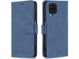 Capa Fólio Livro para Samsung Galaxy A12 HONGWE. Magnética com Porta-Cartões Azul