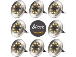 Luminária Solar para Exterior, 8 Leds, Cor Branco, Ip65 À Prova D'água, para Jardim, com Instalação Simples AQUAFORGE