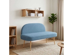 Vidaxl Banco Estofado Com Encosto Azul 110 X 60 X 76 Cm