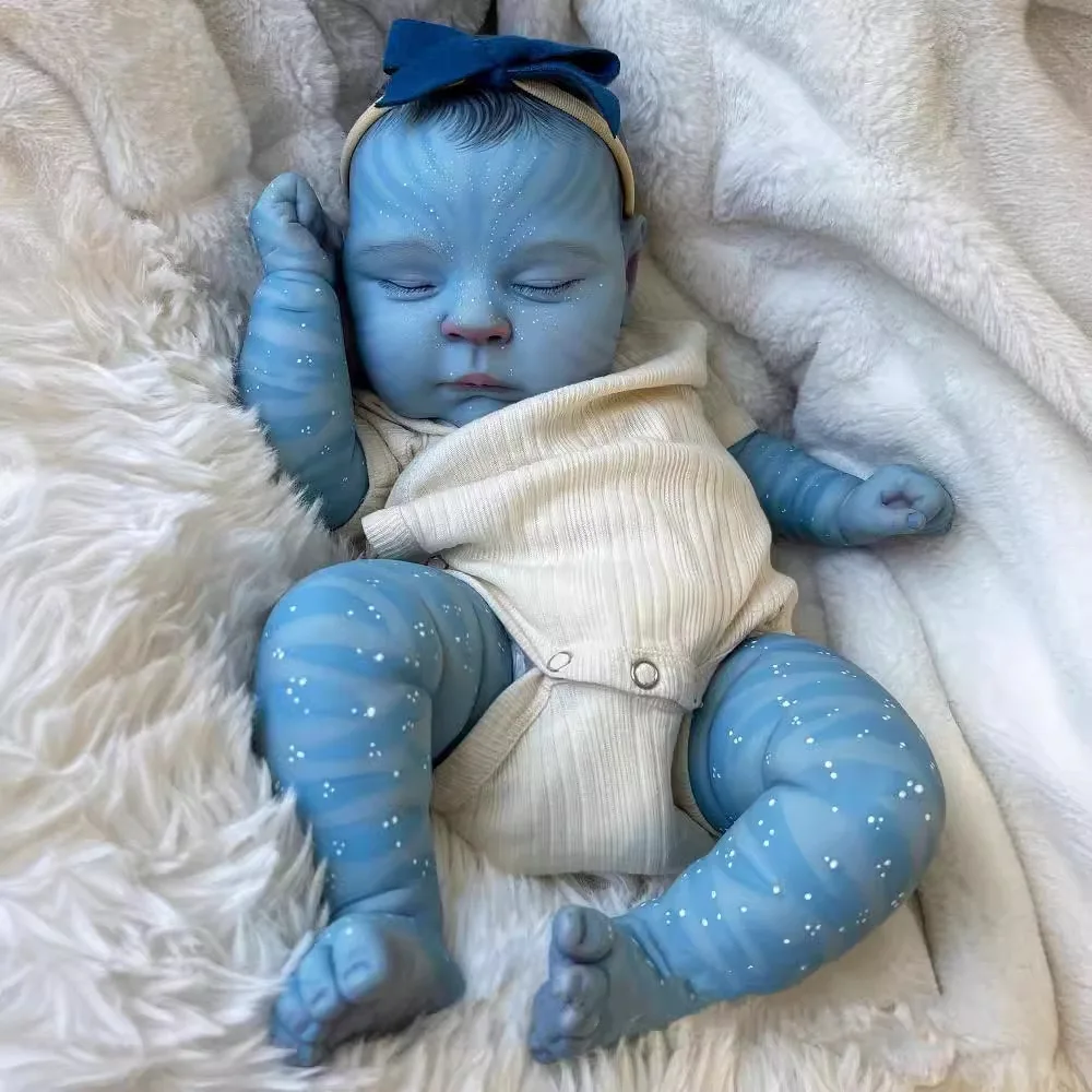 (azul) Avatar - Boneca De 48 Cm (19 Polegadas), Feita À Mão, Textura De Pele 3d, Cabelo Claramente Visível.