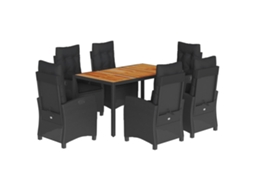 Garden Dining Set, Garden Dining Sets Vidaxl Preto Rattan / Vime (150 Cm Table Length)