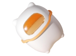 Lixeira de Mesa Garneck Pequena com Estampa Urso Amarelo e Tampa, Compacta Prática para Armazenamento, Ideal e