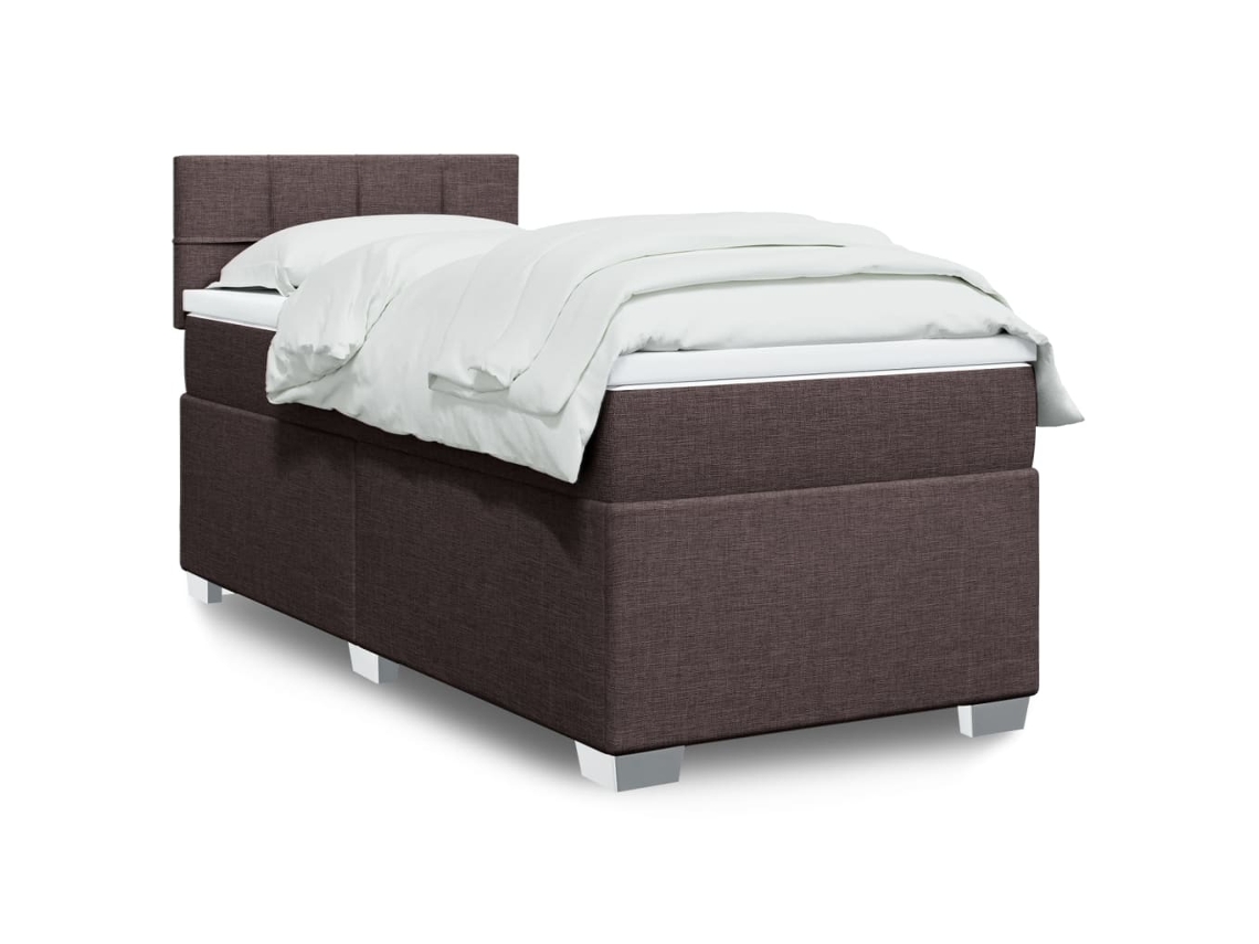 Cama Com Molas/colchão 90x190 Cm Tecido Castanho-escuro