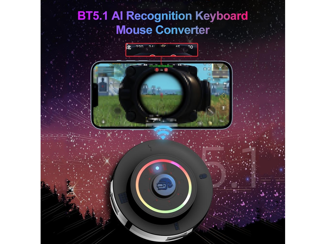 Conversor Adaptador De Teclado E Mouse Para Jogo Móvel M16 Bt5.1 Sem Fio De Baixa Latência Para Android Ios