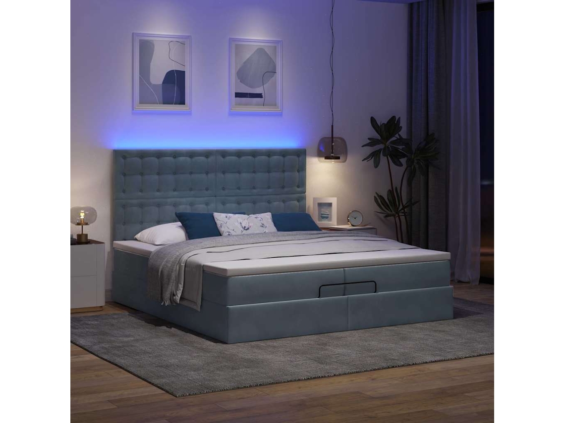 Moldura de Cama Otomana com Colchão Cinza Escuro Veludo MAISON EXCLUSIVE
