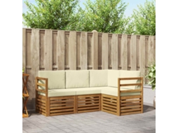 Vidaxl Conjunto De Sofás Para Exterior 4 Unid. Natural E Creme