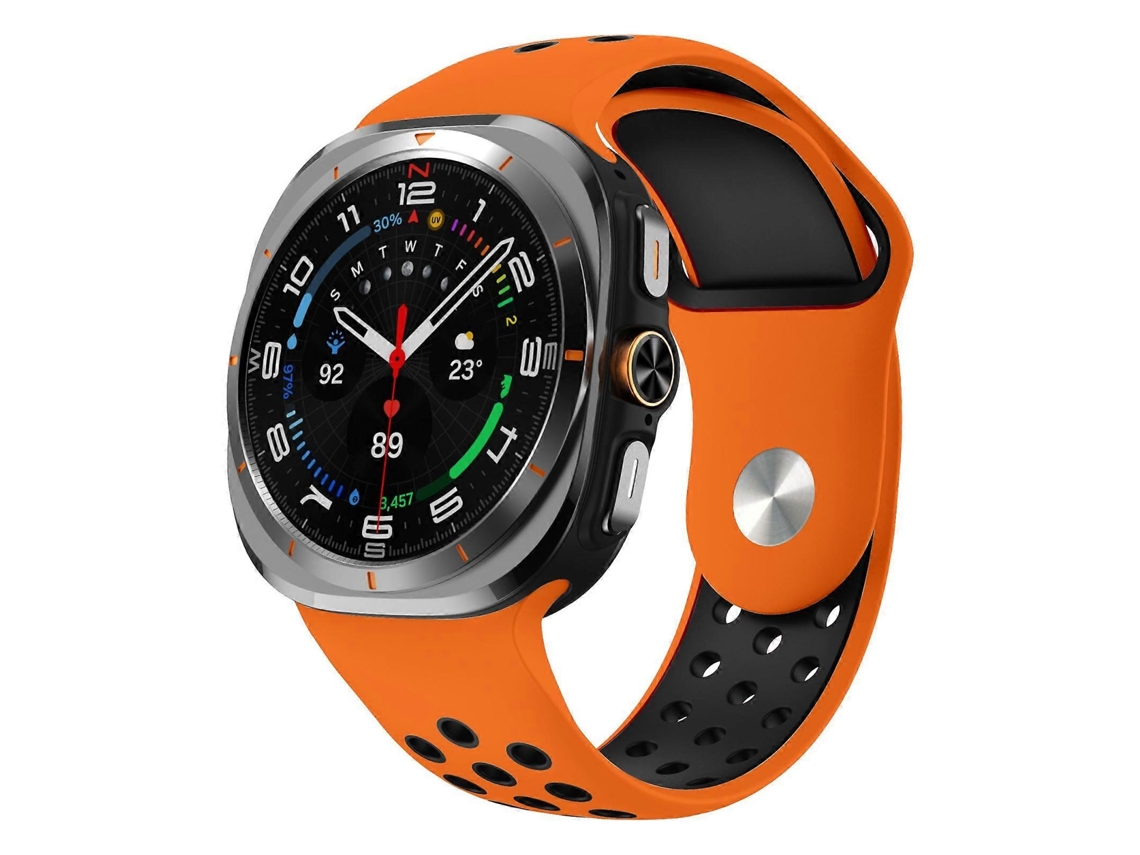 Pulseira De Silicone Com Fecho Reverso E Dois Furos Redondos Em Cores Diferentes Para Samsung Galaxy Watch Ultra 47mm / Ultra 2025
