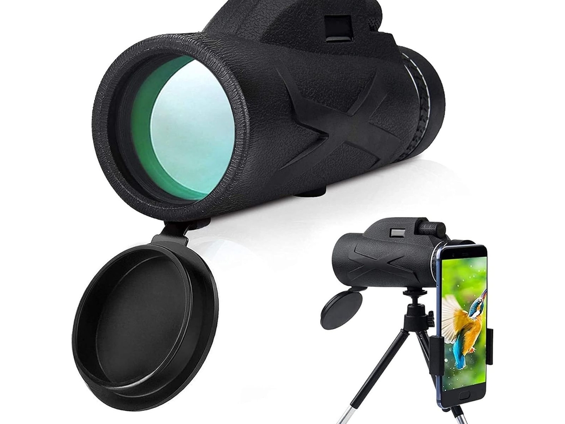 Telescópio Monocular, Telescópio Prismático de Alto Desempenho 80x100, com Suporte para Smartphone e Klb Estático BRILVIBERA