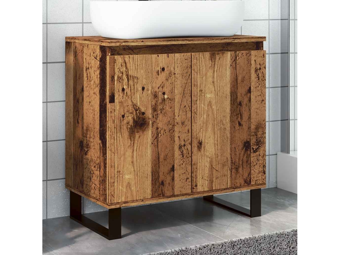 Vidaxl Armário De Casa De Banho Derivados De Madeira Madeira Velha
