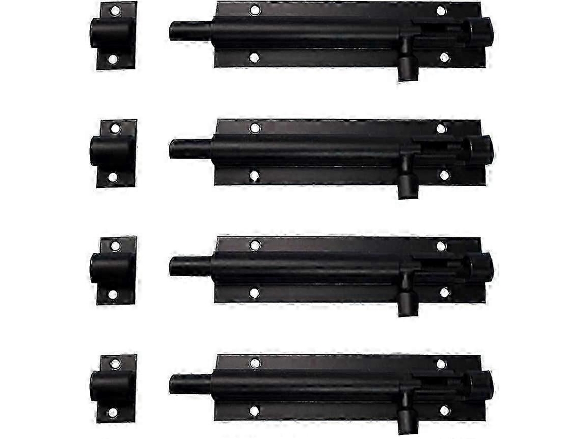 Conjunto De 4 Fechaduras Para Portas, Ferrolhos De Aço Inoxidável Preto
