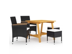 Conjunto De 5 Peças De Jantar Para Jardim Preto Dkd Home Decor