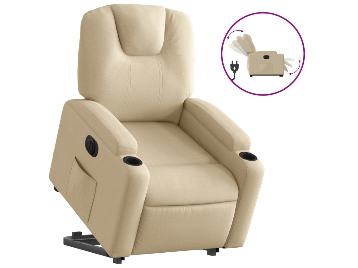 Electric Stand Up Recliner Chair, Electric Stand Up Recliner Chairs Vidaxl Creme Tecido