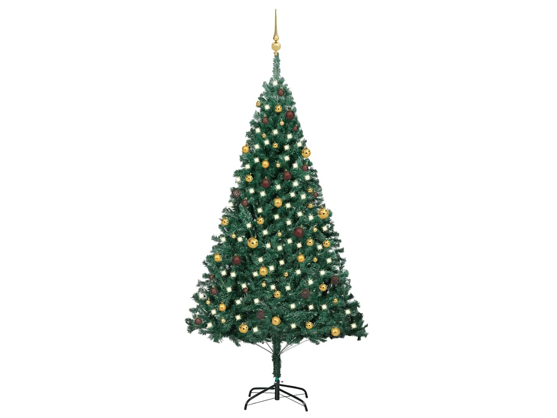 Vidaxl Árvore Natal Artificial Pré-iluminada C/ Bolas 240 Cm Verde