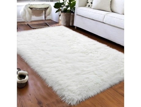 Tapete - Lunavo - Peludo - 80x180cm - Branco - Sintético