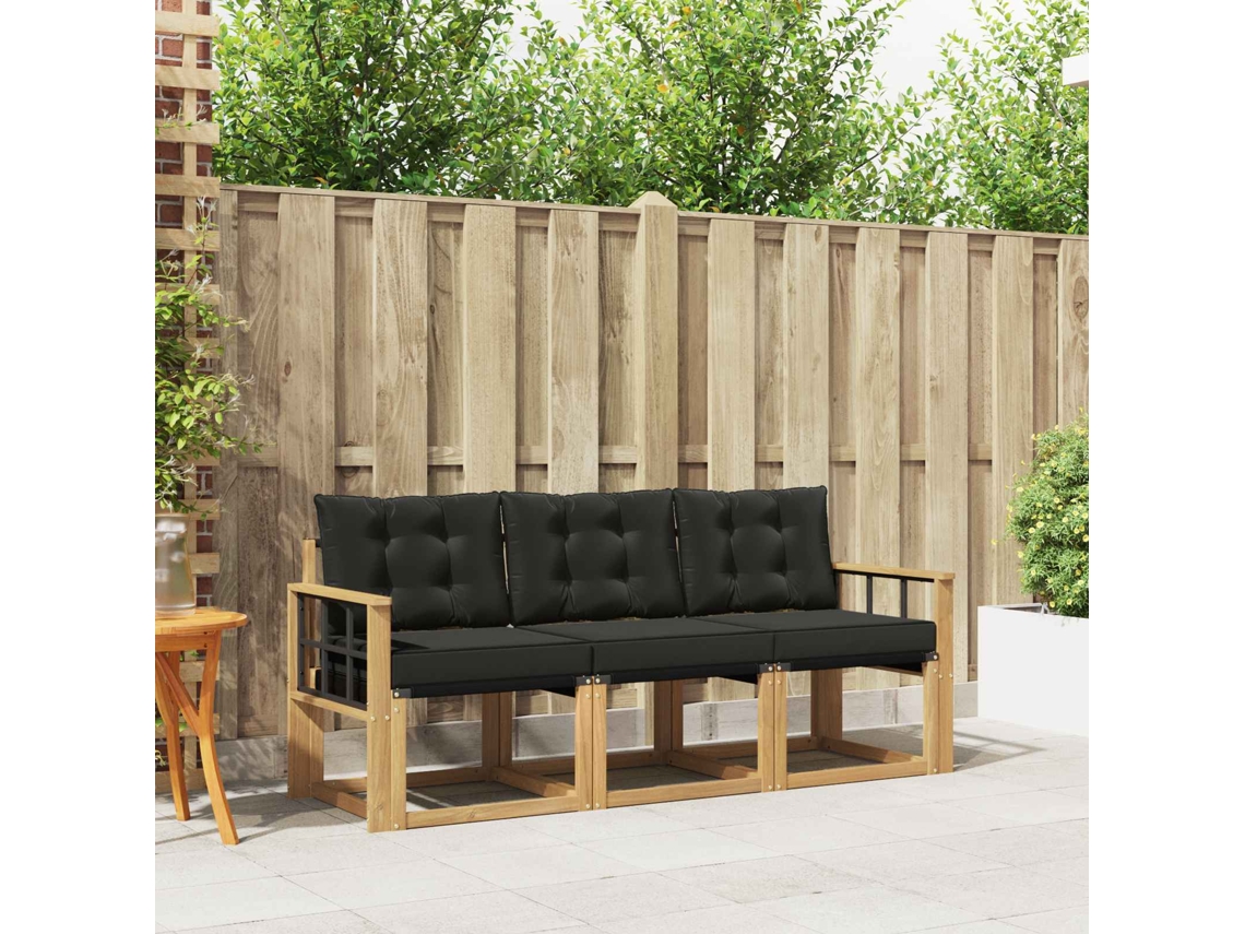 Vidaxl Conjunto De Sofás Para Exterior Com Almofada 3 Pcs
