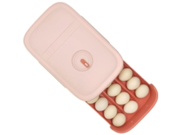 2026 portarrollador de Huevos para Refrigerador 18 21 Huevos Cajón Apilable Plástico Rosa