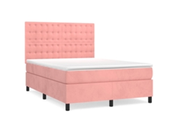 Cama com Molas/colchão 140x200 Cm Veludo Rosa MAISON EXCLUSIVE